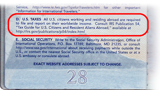 Passport back page